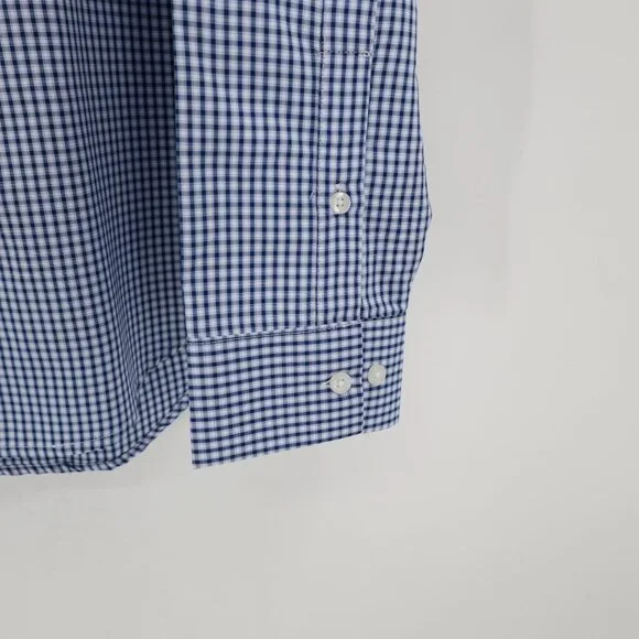 Ministry Of Supply Shirt Mens Large Blue Check Slim Fit Recycled poly Button Up - Picture 4 of 12